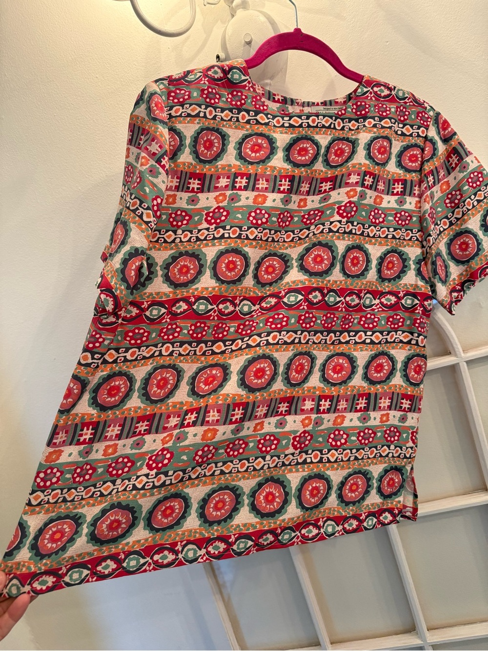 Vintage J. Peterman Company 2 Piece Silk Matching Set Top and Elastic Pants boho